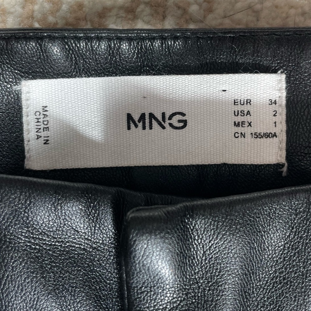 Mango Black Vegan Leather Highrise Mom Fit Faux Leather Pants Size 2 - Picture 12 of 13